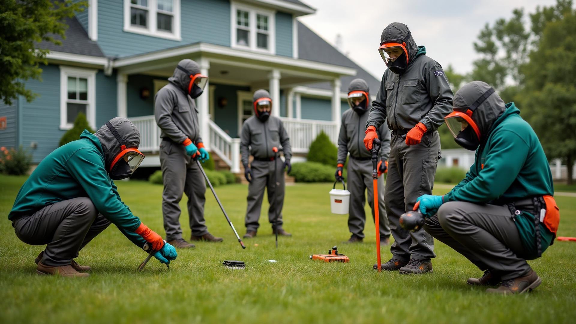 Professional pest control team with comprehensive equipment for Maine pest control services