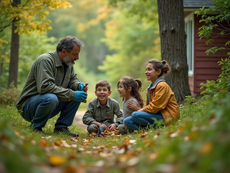 Eco-friendly pest control treatment in Westbrook Maine family home - safe green products, family with pets, professional service