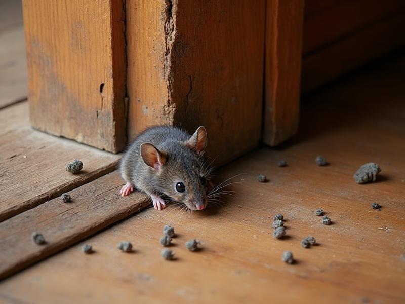 Warning signs of pest infestation in Greater Portland Maine home - mouse droppings, damaged wood, pest inspection