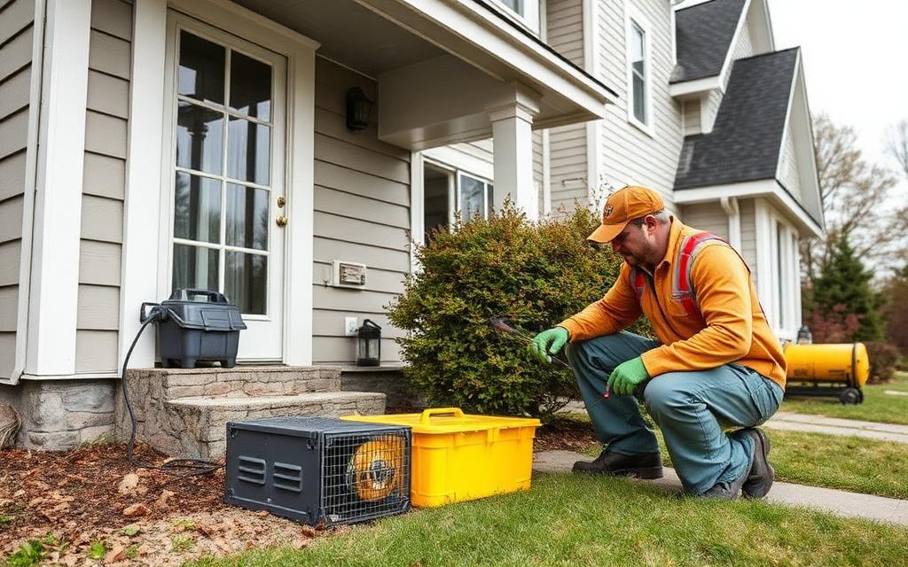 Professional rodent control technician protecting Greater Portland Maine home