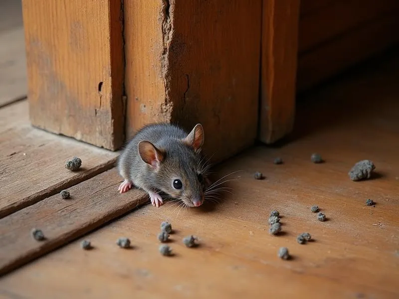 Warning signs of pest infestation in Greater Portland Maine home - mouse droppings, damaged wood, pest inspection